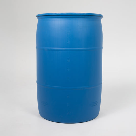 55 Gallon Blue Tight Head FDA Plastic Drum, UN Rated, 2" NPT & 2" Buttress Fittings